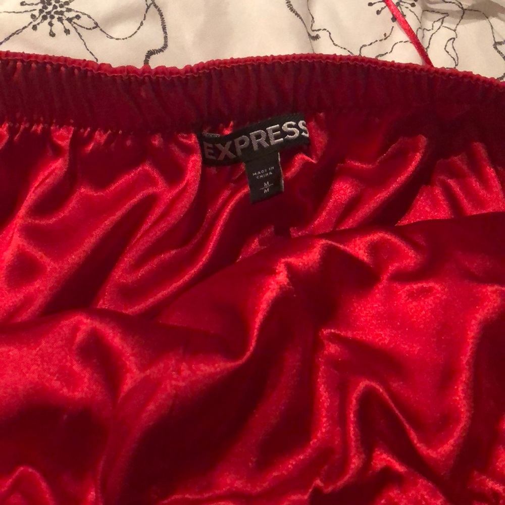 Express Strapless Red Romper With Detachable Sash - image 4